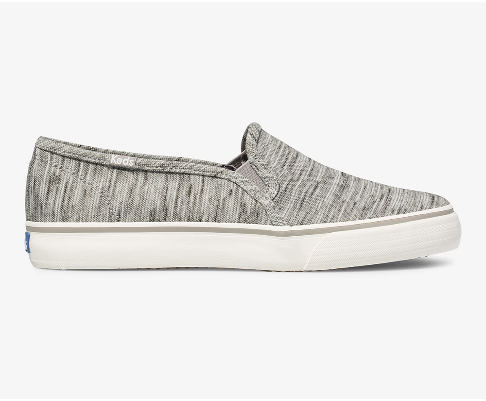 Slip Ons Keds Femme Grise - Double Decker Heathered Stripe Knit - 473-QJNYEF